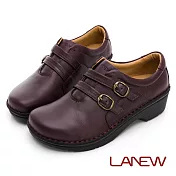 【LA NEW】DCS舒適動能 多密度氣墊手縫休閒鞋(女2270206) 22.5cm 深紫咖