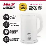 SANLUX 台灣三洋 1.8L雙層防燙保溫電茶壺 DSU-S1805TI