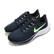 Nike 慢跑鞋 Zoom Pegasus 37 運動 女鞋 氣墊 避震 包覆 路跑 健身 小飛馬 黑 藍 BQ9647001 27.5cm BLACK/GHOST GREEN