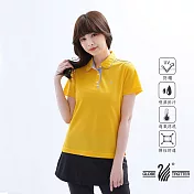 【遊遍天下】女款抗UV吸濕排汗機能格紋POLO衫(GS1016) L 黃色
