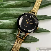 ANNE KLEIN安妮克萊恩精品錶,編號：AN00565,28mm圓形金色精鋼錶殼黑色錶盤精鋼金色錶帶
