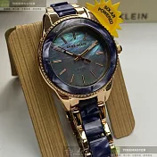 ANNE KLEIN安妮克萊恩精品錶,編號：AN00621,34mm圓形玫瑰金精鋼錶殼紫色錶盤精鋼金紫相間錶帶