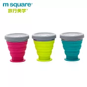 超值組！m square摺疊矽膠中杯三入組 藍色x3