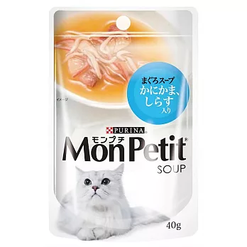 MonPetit貓倍麗湯包 40g 12入 (雙海鮮、雞肉、銀魚、鰹魚、鮮蝦、嫩雞、鮪魚) 銀魚極品鮮湯