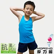 【MORINO摩力諾】兒童抗菌防臭運動背心(挖背款) L 水藍