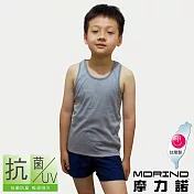 【MORINO摩力諾】兒童抗菌防臭運動背心(挖背款) M 灰色
