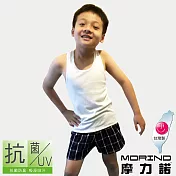 【MORINO摩力諾】兒童抗菌防臭運動背心(挖背款) M 白色