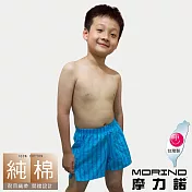 【MORINO摩力諾】兒童耐用織帶格紋平口褲/四角褲 M 水藍條紋