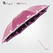 【雙龍牌】嬉戲貓咪全纖維防風自動傘超輕量抗UV直立傘A0571C 蜜桃粉