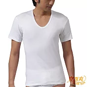 【宜而爽】時尚舒適羅紋型男短袖U領衫4件組 XL 白