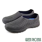 【GREEN PHOENIX】男 工作鞋 雨鞋 廚師鞋 一體成型 蜂巢紋 防水 防穿刺 台灣製 EU40 黑色
