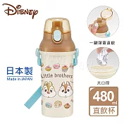 【Disney】迪士尼 日本製 奇奇蒂蒂 彈蓋直飲水壺 兒童水壺 隨身瓶 480ML (附背帶)