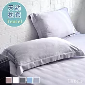 義大利La Belle《簡約純色》天絲壓框枕套--2入-灰色