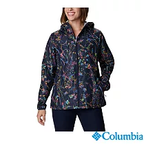 Columbia 哥倫比亞 女款-UPF50防潑水風衣-藍印花  UWR02650TY XL 亞規
