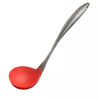 【EZlife】304不鏽鋼耐熱矽膠鏟- 紅色-湯勺