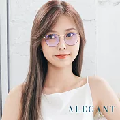 【ALEGANT】法式優雅復古輕量鈦金屬質感縷空貓眼鏡框UV400濾藍光眼鏡