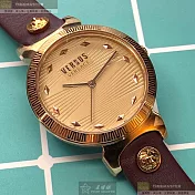 VERSUS VERSACE凡賽斯精品錶,編號：VV00298,36mm圓形玫瑰金精鋼錶殼香檳紅錶盤精鋼玫瑰金色錶帶