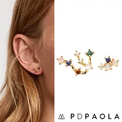 PD PAOLA 西班牙時尚潮牌 金色耳環 彩鑽星座耳環 925純銀鑲18K金 水瓶座