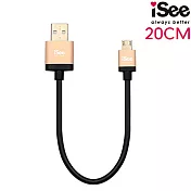 〈iSee〉鋁合金USB充電/資料傳輸線20公分(IS-C62) 金色