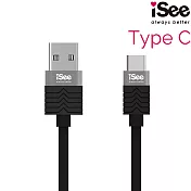 〈iSee〉Type-C to A 充電/資料傳輸線1.2M米(IS-CA27) 灰黑色