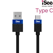 〈iSee〉Type-C to A 充電/資料傳輸線1.2M米(IS-CA27) 藍黑色