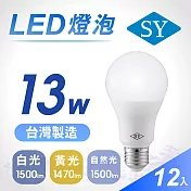 12入【SY 聲億】13W高效能廣角燈泡 -任選光源