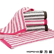 【MORINO摩力諾】美國棉抗菌防臭亮彩直紋方巾8入組 蜜桃紅
