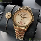 VERSUS VERSACE凡賽斯精品錶,編號：VV00285,34mm圓形玫瑰金精鋼錶殼玫瑰金色錶盤精鋼玫瑰金色錶帶