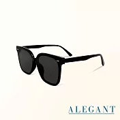 【ALEGANT】月牙黑韓版中性貓眼方框墨鏡/UV400太陽眼鏡