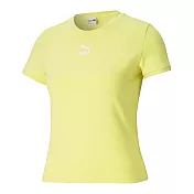 PUMA 流行系列Classics貼身短袖T恤 女 短袖上衣 黃色 M 黃色