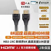 PX大通真8K HDMI協會認證2.1版影音傳輸線(2米) HD2-2XC