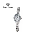 Royal Crown 6502B 華貴氣質貝殼面鑲鑽橢圓加長鍊錶 - 銀