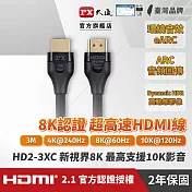 PX大通真8K HDMI協會認證2.1版影音傳輸線(3米) HD2-3XC