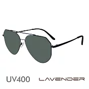 Lavender偏光片太陽眼鏡 雙槓金屬不規則款-神秘黑P5123-C2