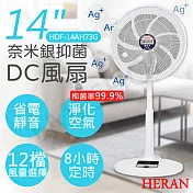 【禾聯HERAN】14吋奈米銀抑菌DC風扇 HDF-14AH73G