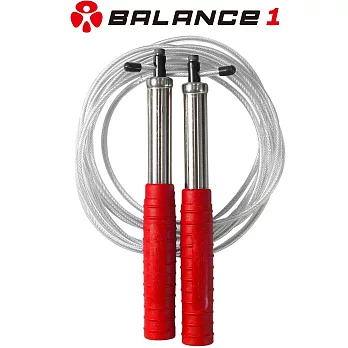 【BALANCE 1】crossfit高轉速鋼索跳繩(不鏽鋼握把+可調整長度) 極速紅