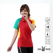 【遊遍天下】MIT台灣製女款撞色時尚吸濕排汗POLO衫(S118) M 紅色