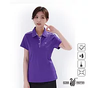 【遊遍天下】女款格紋抗UV吸濕排汗POLO衫(GS1014) M 紫色
