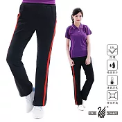 【遊遍天下】MIT女款休閒抗UV吸濕排汗運動長褲(P128) XL 黑紅