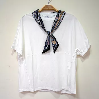 【Wonderland】韓國小領巾兩件套百搭純色T恤(4色) FREE 白色
