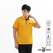 【遊遍天下】男款吸濕排汗抗UV機能POLO衫(GS1033) L 黃黑