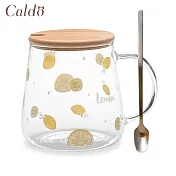 【Caldo卡朵生活】夏日檸檬耐熱玻璃馬克杯(附蓋+匙) 450ML