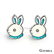 GIUMKA 可愛兔子耳環 針式 精鍍正白K 耶誕禮物 MF07036 藍色款