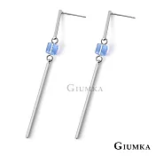 GIUMKA 簡約 耳針式垂墜耳環 精鍍白K/黃K 淑女款 一對價格 三色任選 MF07054 銀色 藍水晶