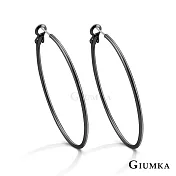 GIUMKA抗過敏鋼針 簡約C型 精鍍黑金 針式耳環 寬 0.18 CM 黑色 一對價格 MF020001-5 黑色3.0 CM