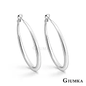 GIUMKA抗過敏鋼針 簡約C型 精鍍正白K/黑金/黃K 寬 0.4 CM 針式耳環 一對價格 MF020005 銀色 ‧約 4.0 CM