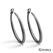 GIUMKA抗過敏鋼針 簡約C型 精鍍正白K/黑金/黃K 寬 0.4 CM 針式耳環 一對價格 MF020005 黑色 ‧約 4.0 CM