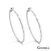 GIUMKA 抗過敏鋼針 時尚菱格 精鍍正白K/黑金/黃K 寬 0.18 CM 針式耳環 一對價格 MF020010 銀色3.0 CM