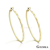 GIUMKA 抗過敏鋼針 時尚菱格 精鍍正白K/黑金/黃K 寬 0.18 CM 針式耳環 一對價格 MF020010 金色3.0 CM