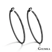 GIUMKA 抗過敏鋼針 時尚菱格 精鍍正白K/黑金/黃K 寬 0.18 CM 針式耳環 一對價格 MF020010 黑色3.0 CM
